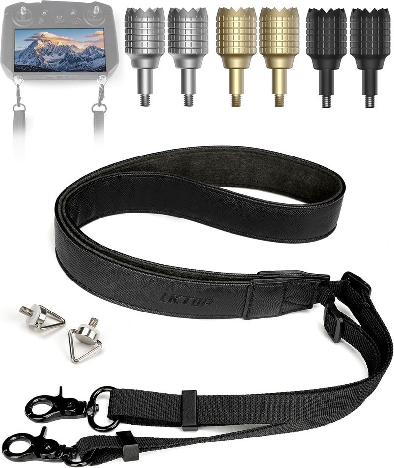 LKTOP Lanyard Neck Strap+Joysticks for DJI 𝗥𝗖 𝗣𝗿𝗼 Controller, 50-63'' Lanyard Remote Controller Sticks for DJI Mini 3 Pro, Air 2S, Mavic 3/Pro/Classic/Cine Drone Accessories (1 Pcs+3 Pairs) - Image 1